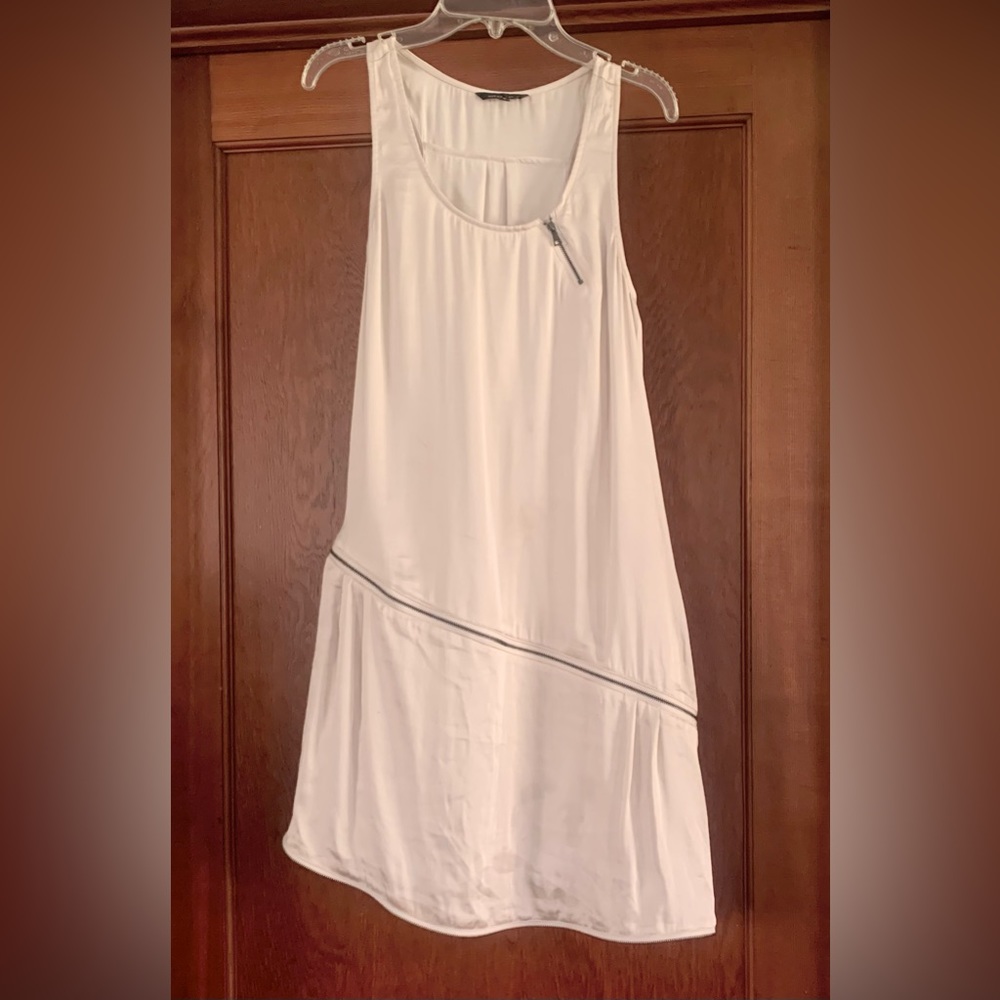 Naked Zebra sleeveless Tank Slip Zipper Silky Satin Party Dress Champagne